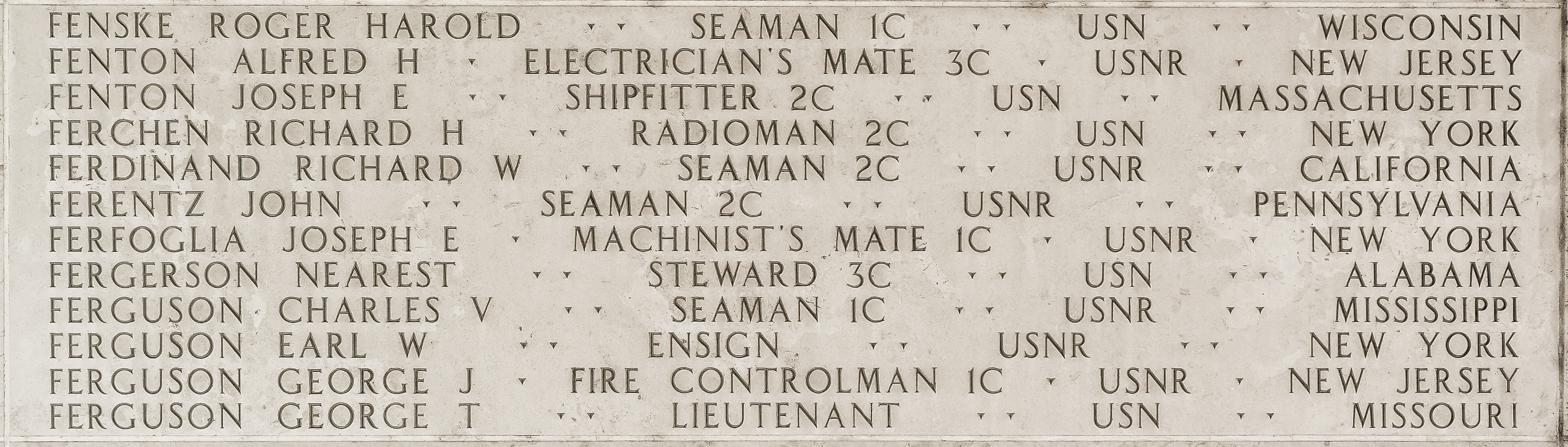 Alfred H. Fenton, Electrician's Mate Third Class